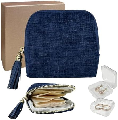 Small Travel Jewelry Case with Earring Box Mini Jewelry Case