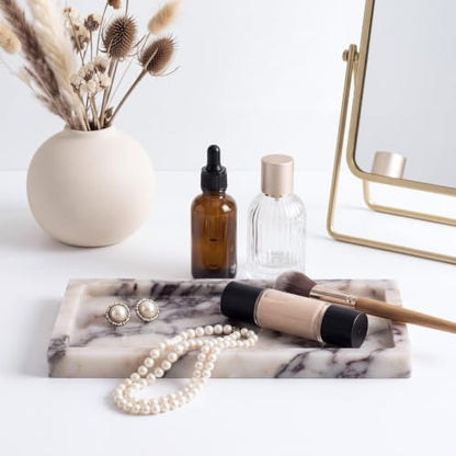 Calacatta Viola Marble Tray 10"x5", Bathroom Vanity Organizer