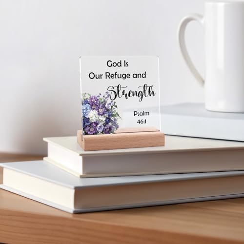 Bible Verse Quotes Desk Decor for Office Home Acrylic Sign With Wooden