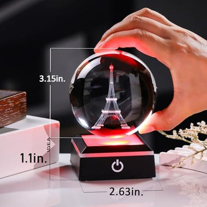 3D Crystal Ball Paris Eiffel Tower Snow Globe Decor Gifts for Women