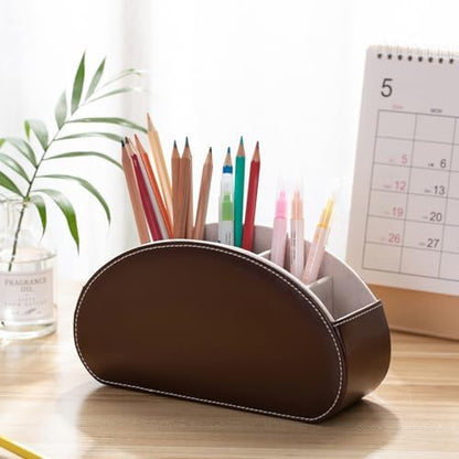 Remote Control Holders Organizer Box with 5 Compartment PU Leather