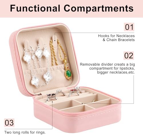 Stylish Portable Mini jewelry box, Travel jewelry organizer (black)