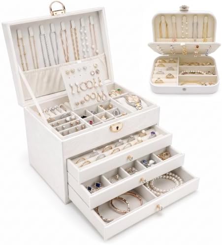 Jewelry Box Set, 4-Tier Jewelry Organizer and Storage & Travel Jewelry