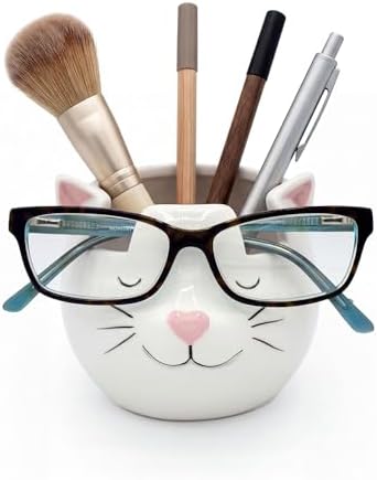 White Cat Eyewear Holder, Multi-Purpose Accessories for Makeup and