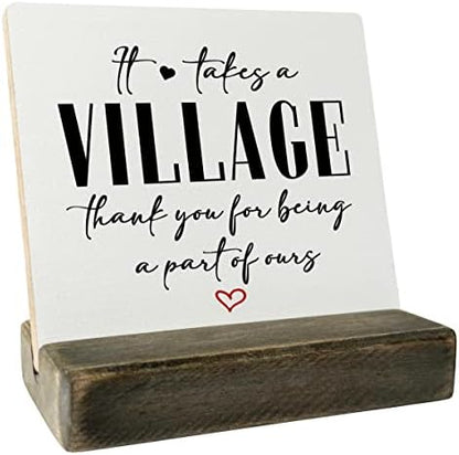 Thank You Wood Plaque Gift, It Takes A Village Thank You for Being A