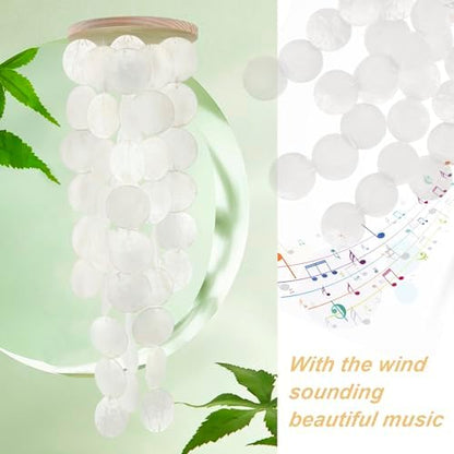 Wind Chimes for Outside - Handcrafted White Capiz Shells Windchime