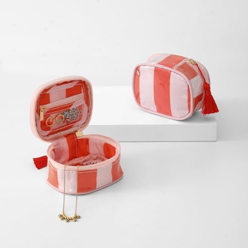 Travel Jewelry Case, Pink and Orange