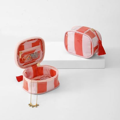 Travel Jewelry Case, Pink and Orange
