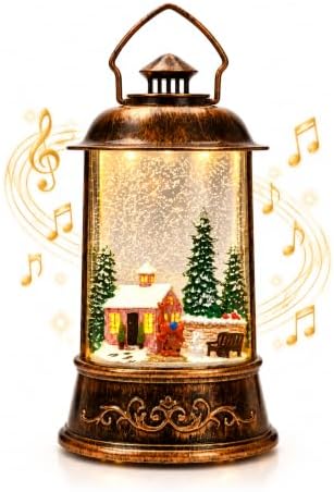 Christmas Snow Globe, Glittering Lighted with Music