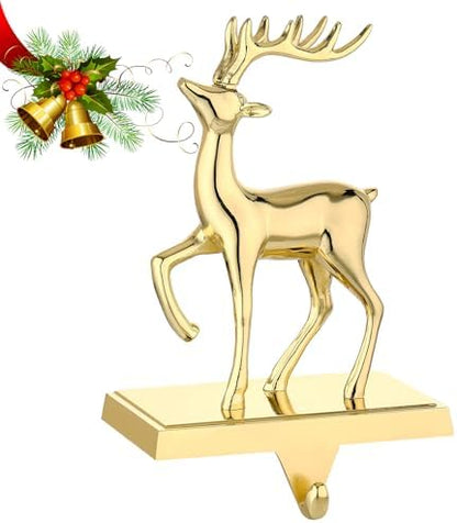 Gold 3D Reindeer Christmas Stocking Holders for Mantet,Stocking