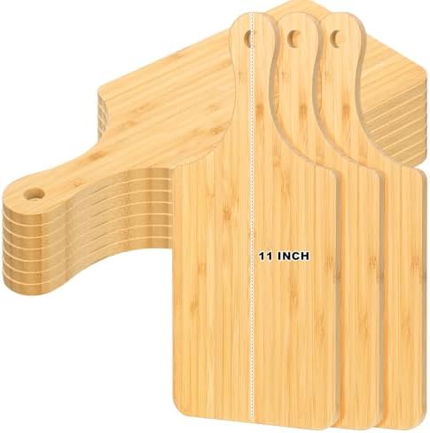 Zubebe 10Pcs Bamboo Cutting Board Bulk with Handle 11x5" Charcuterie