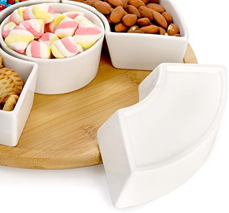 Lyellfe Divided Serving Dish Lazy Susan, 5 Removable Compartment