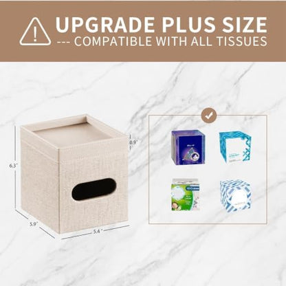 PU Leather Square Tissue Box Cover with Storage Tray,Modern Decorative