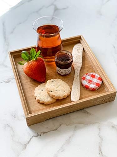 Organic Bamboo Tea Serving Tray – Handcrafted Square Breakfast &