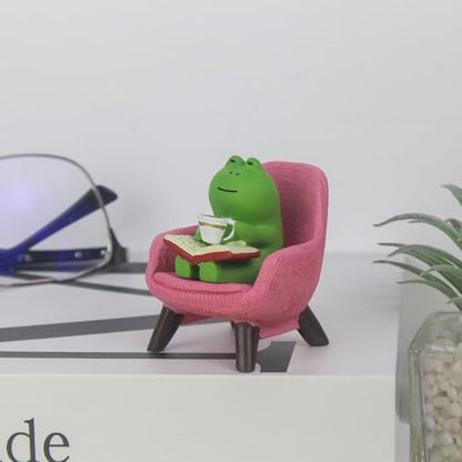 Refintural Miniature Frog Figurines - Funny Frog Sculpture for Shelf