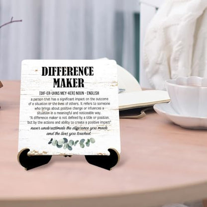 Difference Maker Definition Wooden Signs with Holder Stand