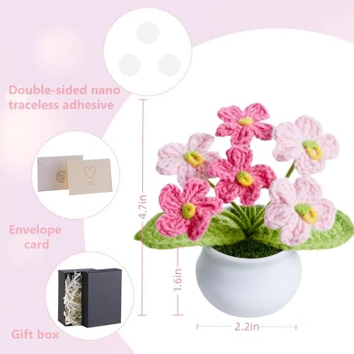 Crochet Flower Potted Handmade Knitted Flower Plant