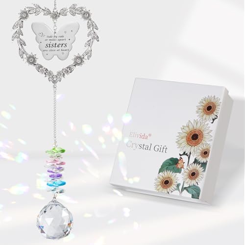 Suncatcher Gift for Sister Birthday, Best Sister Ever Crystal Ornament
