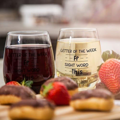 Sight Words 15 oz Wine Glass - Teacher Appreciation Gifts - Best New