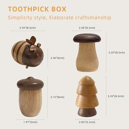 EAEDMY Cute Mushroom Toothpicks Holder with 390 Pcs Toothpicks, Cactus