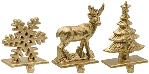 Red Co. Set of 3 Snowflake, Reindeer & Christmas Tree Decorative Cast