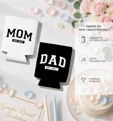 Mom and Dad 2027 Can Coolers Set of 2, New Parents Gifts for Couples