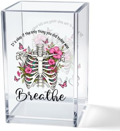 It's Okay Only Breathe Acrylic Cosmetic Pencil Pen Holder Cup