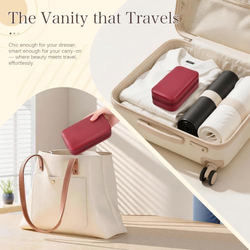 DesignSter Travel Jewelry Box, PU Leather Portable Jewelry Case, Small