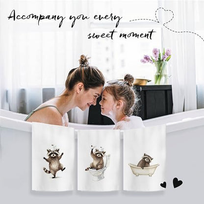 Funny Raccoon Bathroom Hand Towels, Raccoon Lover Gifts, Humor Bathing