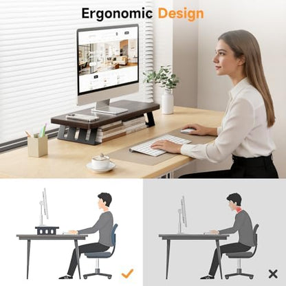 Monitor Stand – 24 Inch Wood Monitor Riser, Holds Up to 220 Lbs