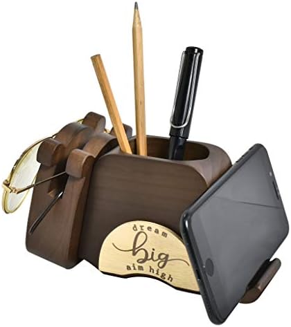 I'm Wood Multipurpose Eyeglass Phone Pen & Pencil Holder Stand