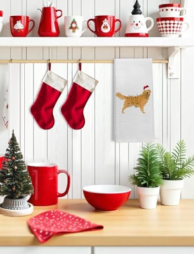 Christmas Golden Retriever Kitchen Towels, Golden Retriever Gifts for