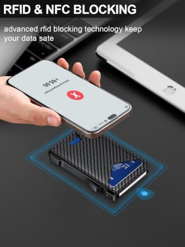 Wallet for Men RFID Wallet with 2 ID Windows & Money Clip, Slim Card