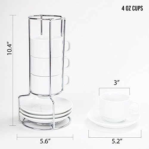 Huji Stack-able Porcelain 4 Ounces Espresso Turkish Coffee Cups and
