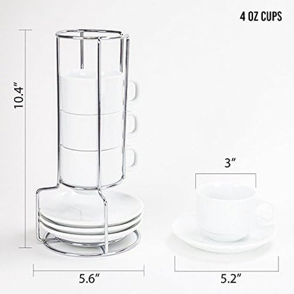 Huji Stack-able Porcelain 4 Ounces Espresso Turkish Coffee Cups and