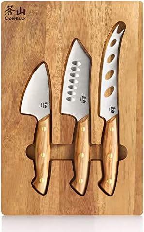 Cangshan 1027327 3-Piece Olive Wood Cheese Knife Set with Acacia