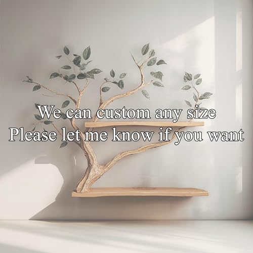 Walnut Floating Shelves Wall Mounted, Handmade Tree Branch Bookshelf