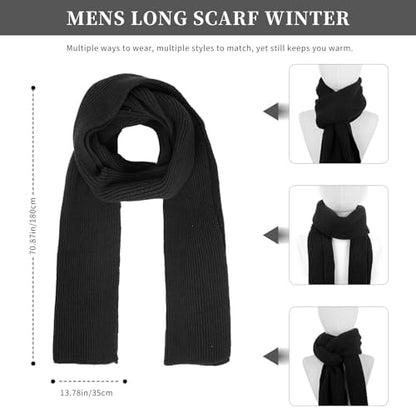 Winter Beanie Hats Long Neck Scarf for Men and Touchscreen Gloves 3PCS