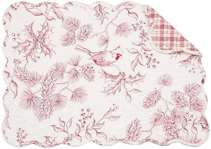 Cardinal & Winter Branches Vintage 100% Cotton Set of 6 Placemats 13"