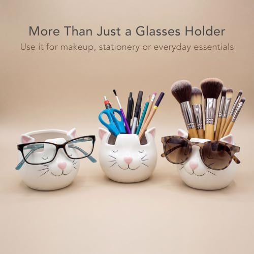 White Cat Eyewear Holder, Multi-Purpose Accessories for Makeup and