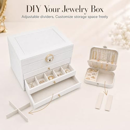 Jewelry Box Set, 4-Tier Jewelry Organizer and Storage & Travel Jewelry