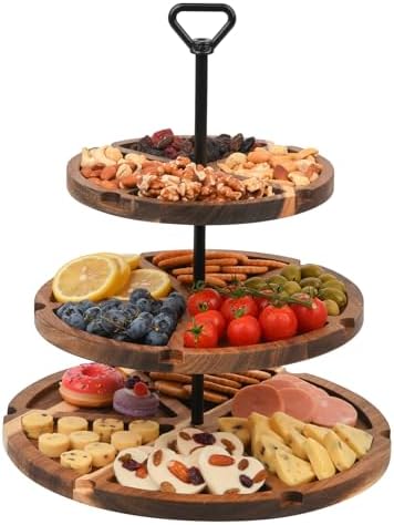 Elegant Charcuterie Boards Three Tiered Acacia Cheese Board and