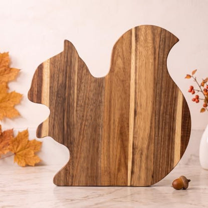 Novabright Fall Squirrel Shaped Cutting Board Acacia Wooden Serving