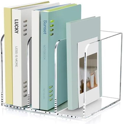 SANRUI Acrylic Magazine Holder Desk Organizer Workspace Sorter Clear 3