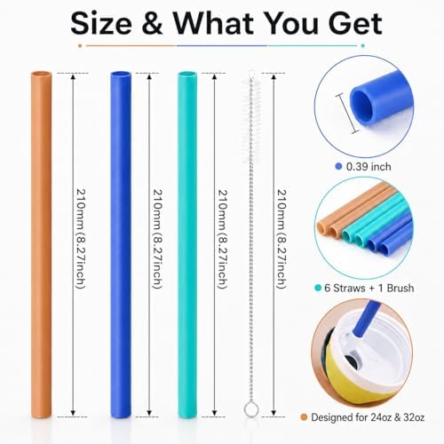 Joshey Replacement Straws for Owala FreeSip 24oz & 32oz, 6 Pack