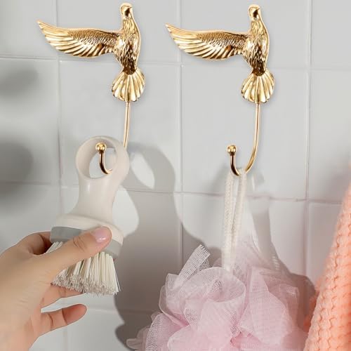 Brass Wall Hook Decorative Coat Hanger Pigeon Shape for Keys and Coats
