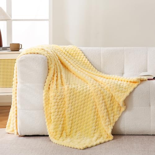 Bnuitland Light Yellow Flannel Throw Blanket (50X40 inches), 300 GSM