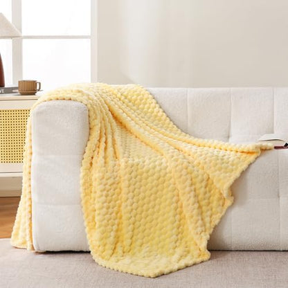 Bnuitland Light Yellow Flannel Throw Blanket (50X40 inches), 300 GSM
