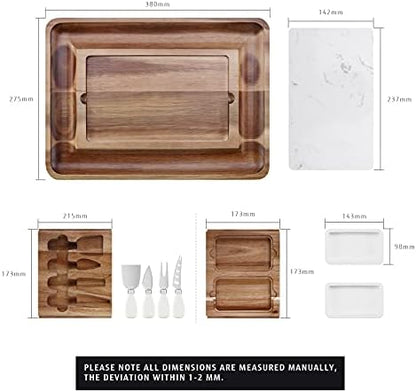 hecef Cheese Board Set Acacia Wood - Large Charcuterie Board with
