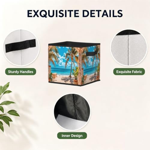 Fabric Storage Bins Closet Storage Bins - Beach Landscape Tropic Ocean